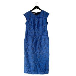 Anne Klein Royal Blue Texture Pattern Cap Sleeve‎ Shift Dress
